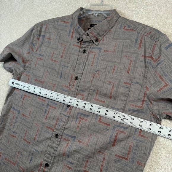 Prana Mens Large Slim Fit Short Sleeve Button Up Shirt Organic Cotton Blend - Picture 9 of 9